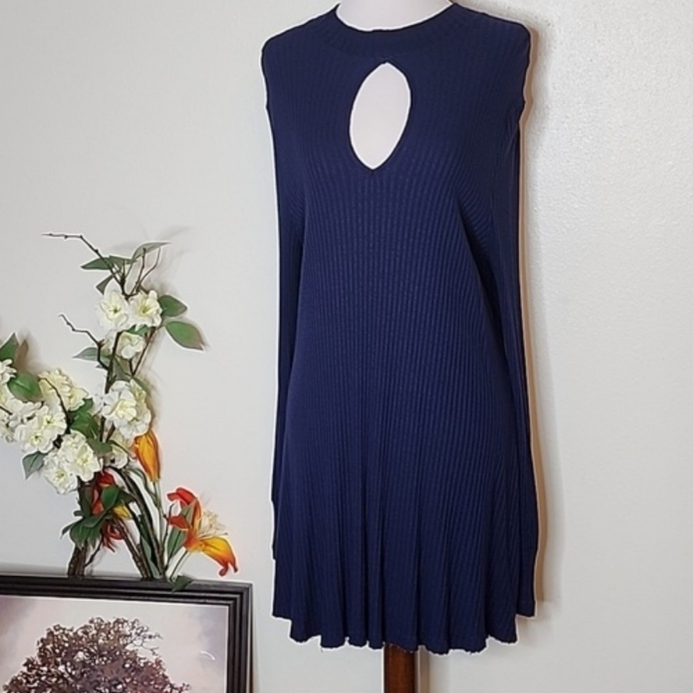 We the Free Navy Mini Dress Long Sleeve Bohemian Comfy Free People Spring Gypsy - Picture 2 of 11